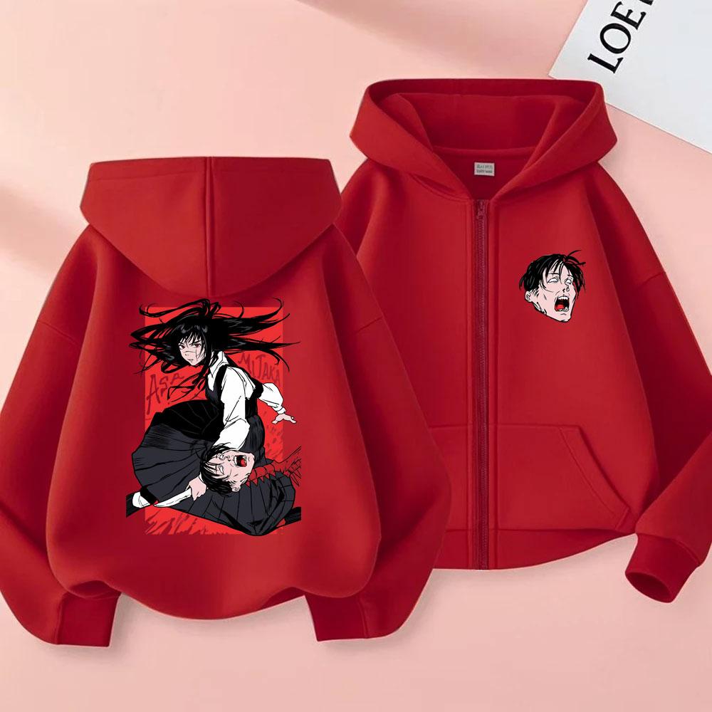 Anime Chainsaw Man Reißverschluss-Hoodie Hayakawa Aki und Makima Grafik Reißverschlussjacke Mantel Herren Damen Mode Lässige Oversized Hoodies