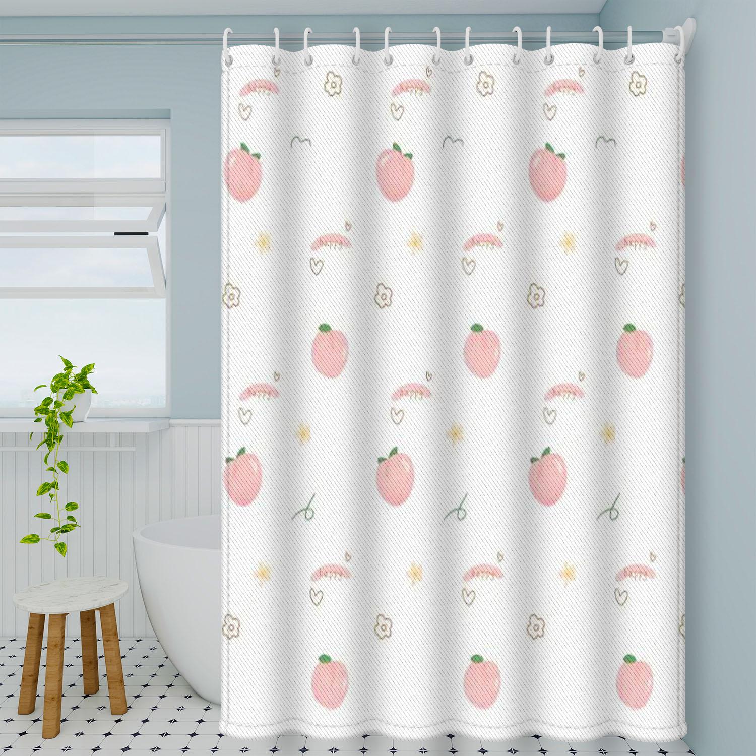 

Cute Peach Shower Curtain, Kawaii Fruit Design For Kids & Teens, Soft Waterproof Bathroom Decor, Cozy Gift Idea Multiple Sizes W60H190(CM)-1 Pcs