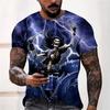 Men's Casual T-Shirt Skull Graphic Black Short Sleeve Crew Neck Tee Cool Streetwear Halloween Fashion Top