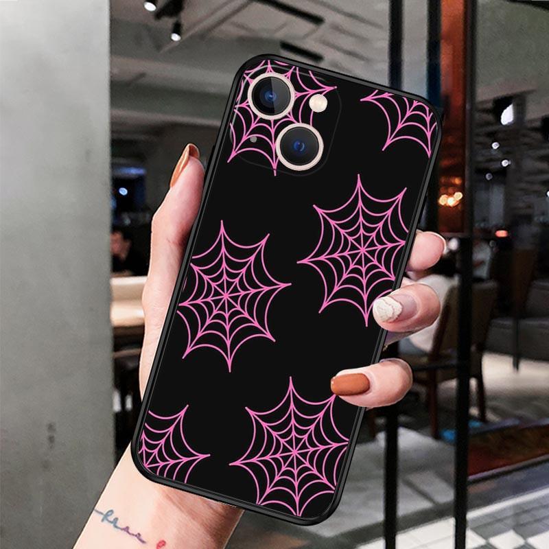 Apple Iphone15 Mobile Phone Case Luxury Color Spider Web Spider Web Mobile Phone Case Hair Painting Anti-Drop Huawei Three