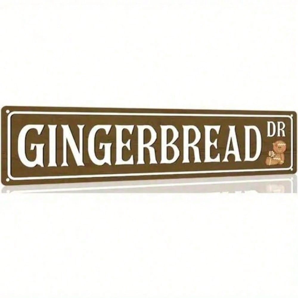 

Vintage Metal Gingerbread Christmas Sign, Rustic Farmhouse Tin Wall Decor, Holiday Home Accent, Durable Aluminum Indoor 10x40 різнокольоровий