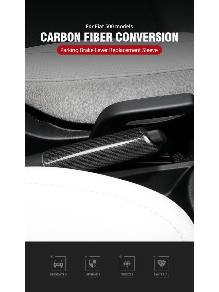 Fiat 500 Carbon Fiber Handbrake Grip Cover Trim