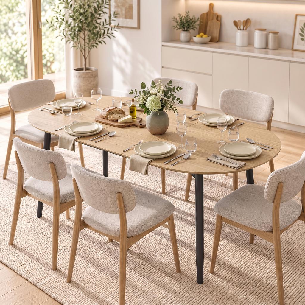 Extendable Dining Table 120 160 X 80 Cm Dining Room Table For 4 6 People With Country Style For Kitchen Dining Room Oak