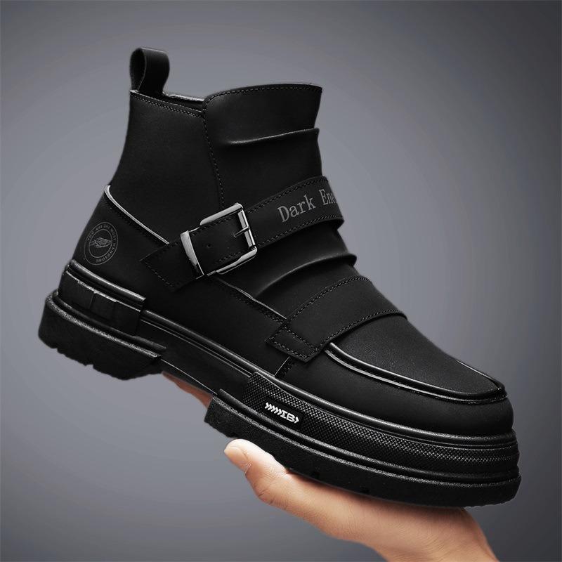 

Men s shoes autumn new Martin boots high-top sports shoes men s versatile formal wear outdoor tooling boots increase height 44 чорний