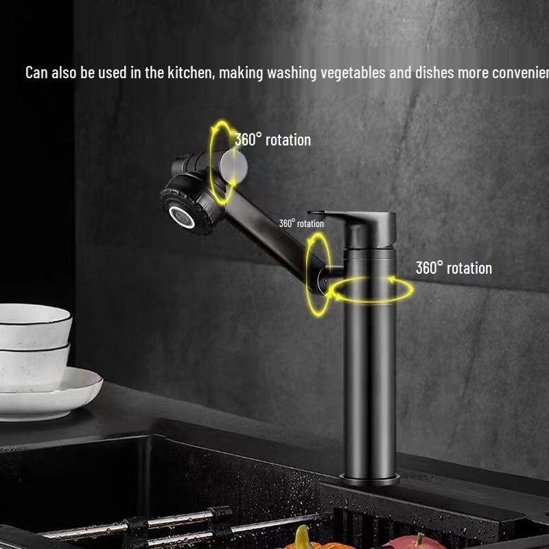 TLXT Gunmetal Lucky Cat Pull-Out Basin Faucet