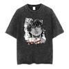 Baki Print Vintage Baumwoll-T-Shirt Herren Damen Sommer Lässig Übergroß Streetwear Fitnessstudio Workout Training Kurzarm Grafik-T-Shirt