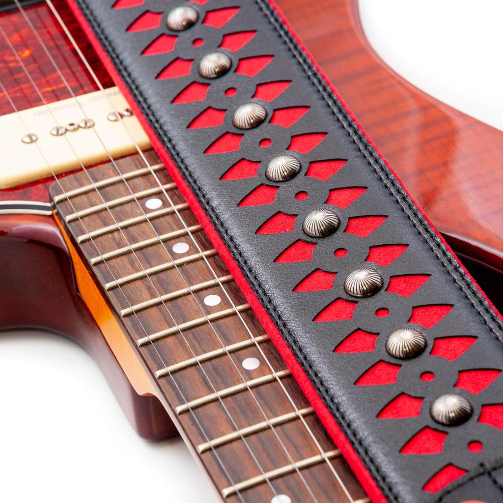 Straps 6cm ARMOUR RED RightOn! Guitar/Bass Strap, Wide, 100-150cm,