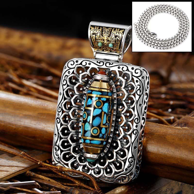 Halskette Retro Zehntausend Buddhas Chaozong Drehende Perlen Taotie Anhänger für Männer und Frauen