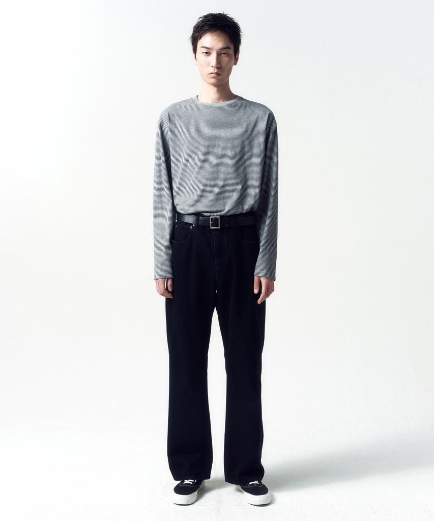 INSILENCE Border Stripe Long Sleeve Grey
