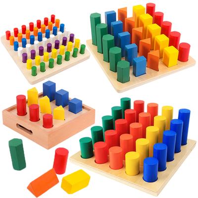 Montessori-Spielzeug für Kinder, sensorisches Mathematik-Spielzeug, 3D-Geometrie, Säulenleiter, passende Formen, Sortierung, Farbe, kognitives Lernspielzeug, Lehrmittel