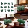 Traditional Chinese Zodiacs Green Aventurine Ornament Carved Crystal Animal Statue For Cultural Home Decors Collectibles