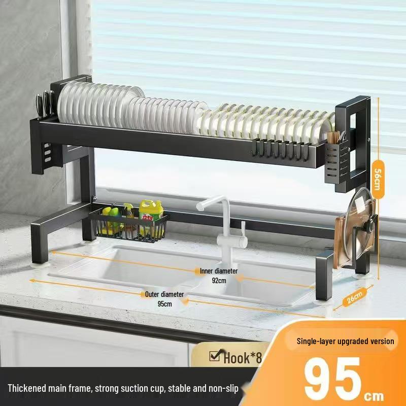 Multi-Functional Kitchen Sink Organizer and Dustproof Dish Rack