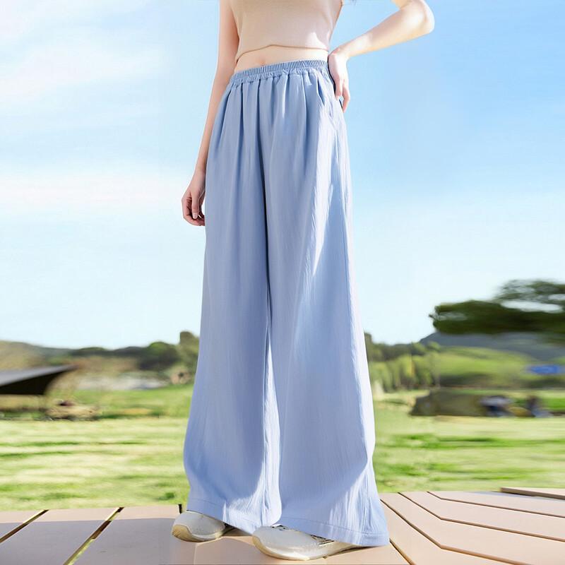 Girls Summer Breathable Wide-Leg Pants XL синий
