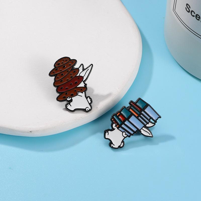 Original Cartoon Enamel Alloy Brooch Cute Rabbit Lapel Pin Anti Exposure Adjustable Fixing for Clothes Backpack Decoration Badge