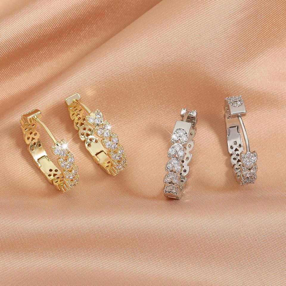 ZAKOL Elegant Micro Paved Zircon Big Hoop Earring for Women Luxury Bridal Wedding Engagement Party Zircon
