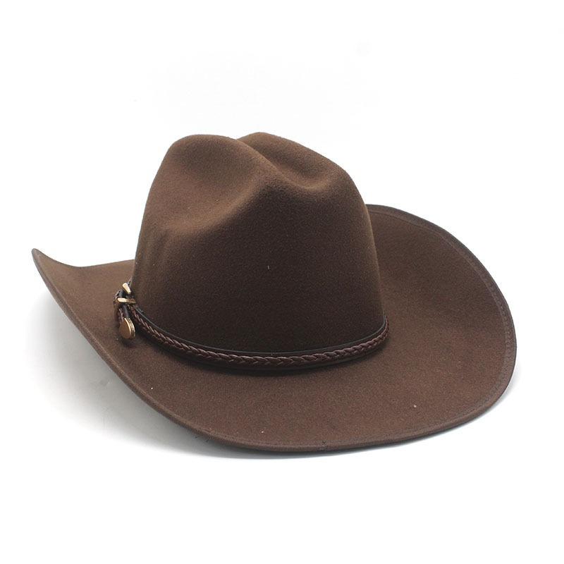 Men S Woolen Fedora Hat Large Brim Bell Top Sun Protection