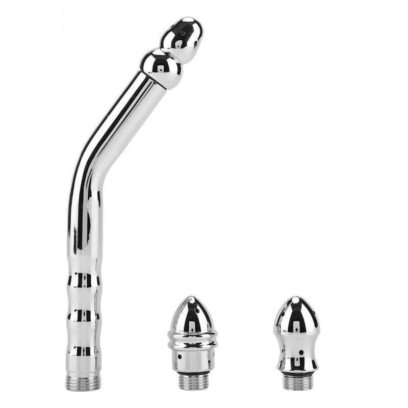Triple-Head Enema Cleaner: Metal Vagina & Anus Cleaner with Straight and Curved Tubes