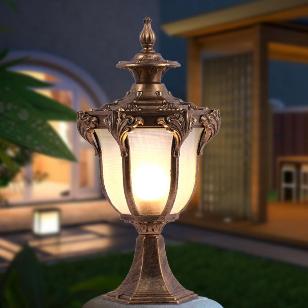 Bymaocar Outdoor column Exterior Retro Post Lamp LED Pillar Post Light Garden Yard Lantern Decor IP33 waterproof With Solid base