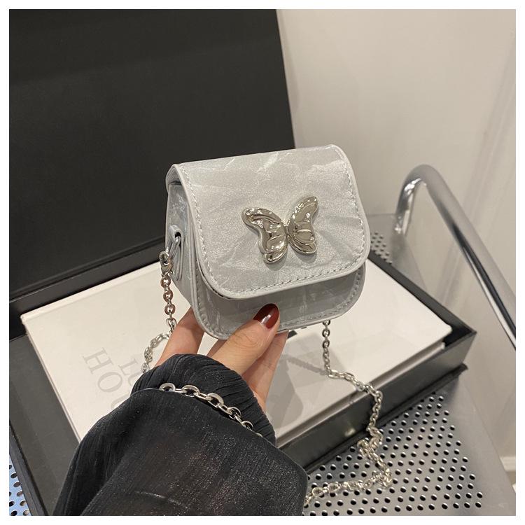 

2025 Летняя мини-сумка на цепочке с бантом для женщин серебряный