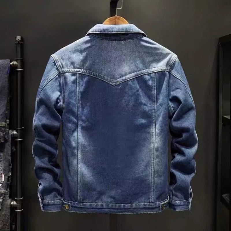 Thickened Fleece-Lined Denim Jacket Men's Loose Fit Warm Work Clothes Trendy Korean Style Versatile Plus Size Casual Wear