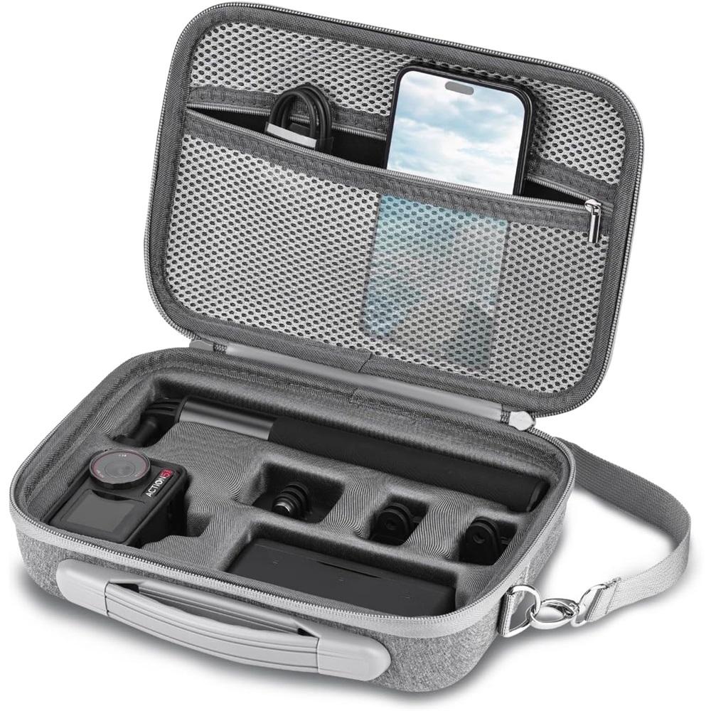 

Storage bag shoulder-carry portable hard-shell organizer, camera adventure combo accessories
