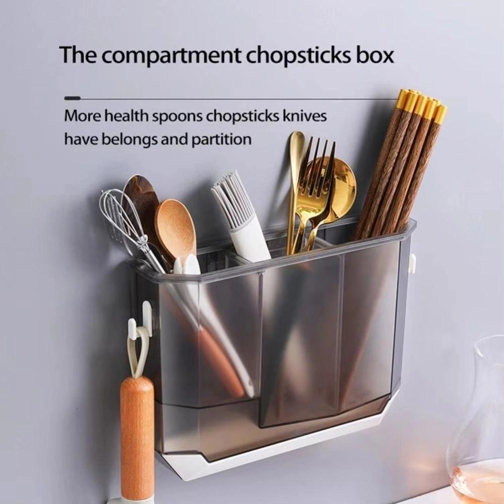 Space Saving Integrated Draining Shelf Plastic Chopstick Holder Tableware Storage Rack  Spoon
