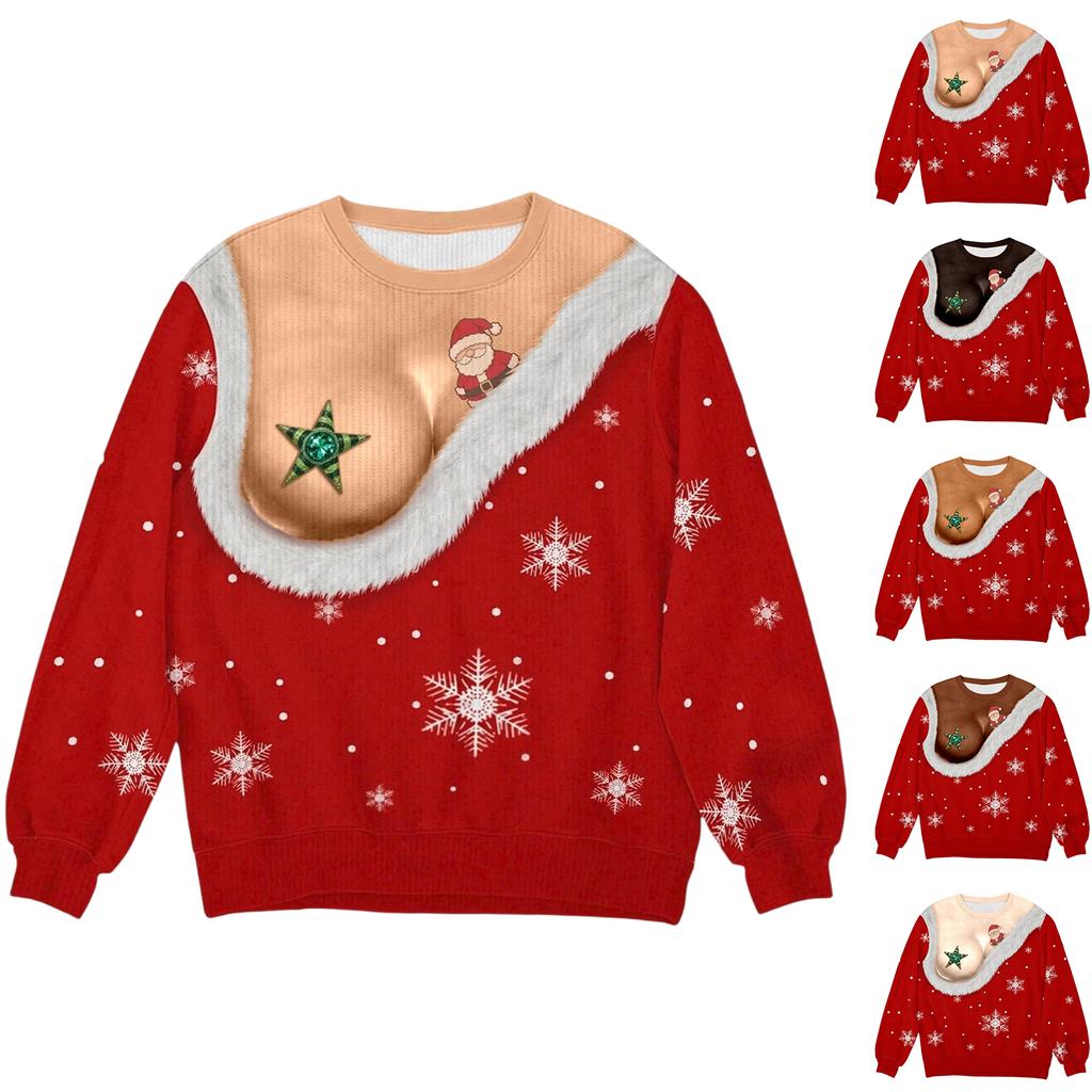 Men's Corduroy Long Sleeve Neck Shirt with Christmas Print