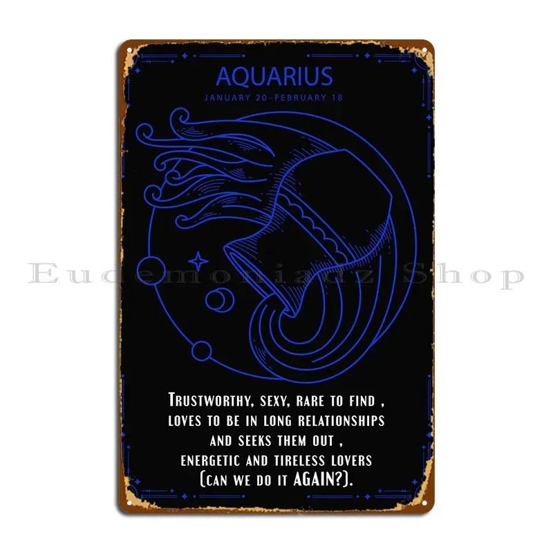 Aquarius Zodiac Sign Metal Signs Garage Poster Customized Wall Mural Plaques Tin Sign Poster 20x30cm（7.8x11.8inch）
