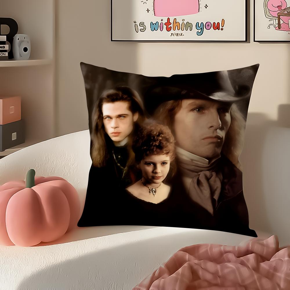Romantic Tragic Film IInterview with the Vampire Cushion Cover Pillowcase Short Plush Invisible Zipper Room Sofa Cushion Cover