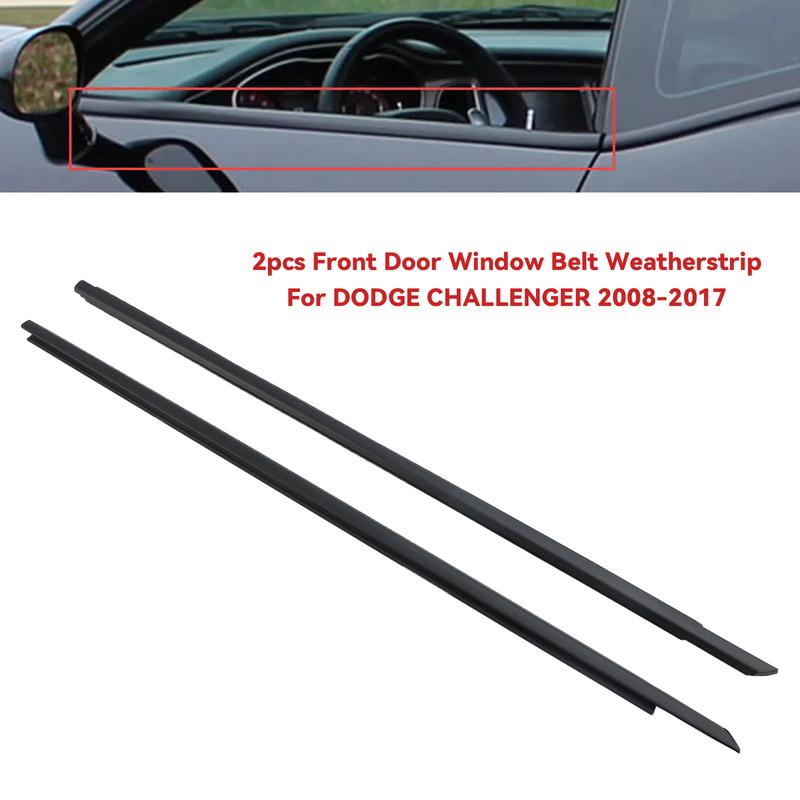 Artudatech 2pcs Front Door Window Belt Weatherstrip For DODGE CHALLENGER 2008-2017 Car Accessories