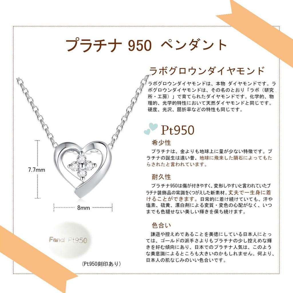 FANCIME Diamond Necklace for 4 Approximately Heart Motif with Silver Perfect for and Gift Women, Platinum, Lab-Grown Diamonds, 0.035 Carat, Pendant,