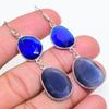Blue Monalisa Gemstone Handmade 925 Sterling Silver Jewelry Earring 2.56" GK-6425