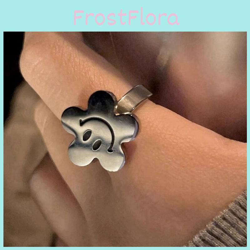 Smiley Forward Fashion Face Ring Stylish Copper Design With Adjustable Size Women For
