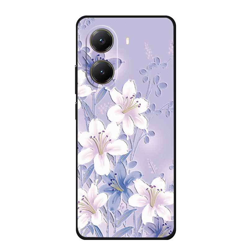 For Xiaomi POCO X7 Pro Case X7Pro 3D Relief Emboss Flowers Black Silicone Soft Back Cover Case For Redmi Turbo 4 Case Turbo4 Bag