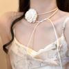 French Retro Rose Necklace with Satin Velvet Hair Rope Design