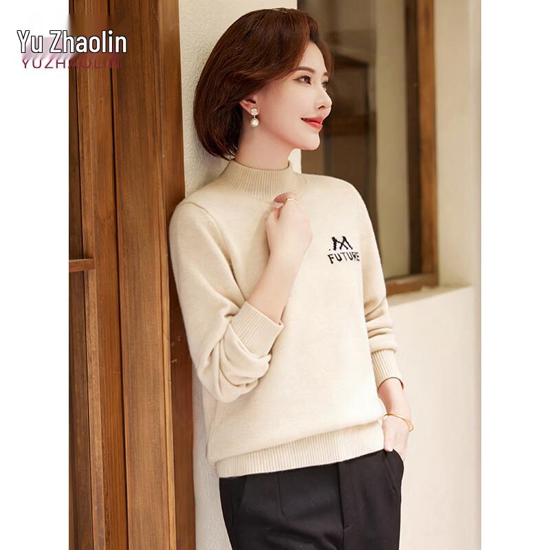 Yuzhaolin Mid-Aged Women's Half Turtleneck Knit Sweater