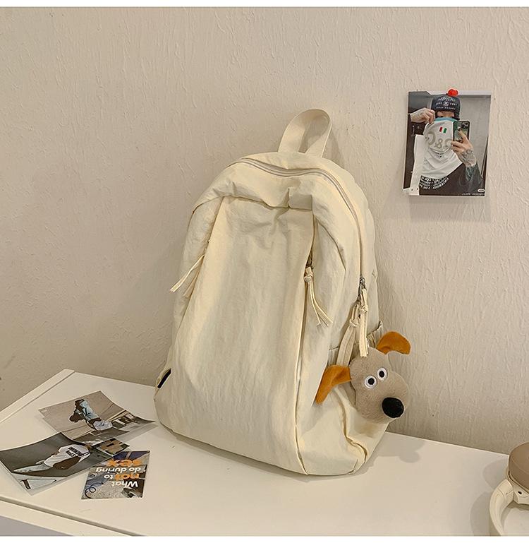 Schoolbag Korean ins Lazy Wind School Bag Female Solid Color Versatile Travel Lightweight Backpack College Student Class Leisure Backpack