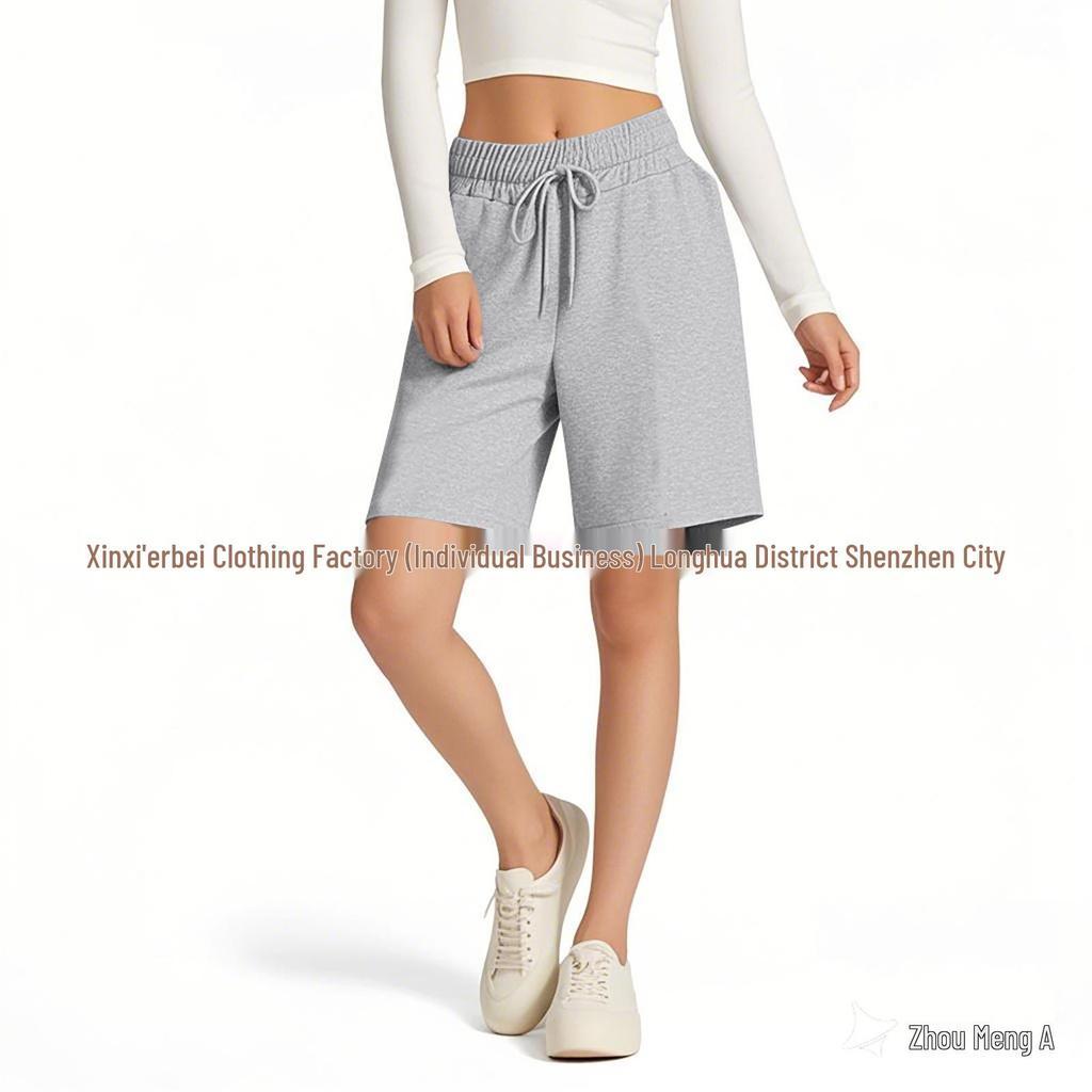 2025 Summer High Waist Drawstring Solid Color Casual Women's Shorts - Loose & Versatile Sporty Style