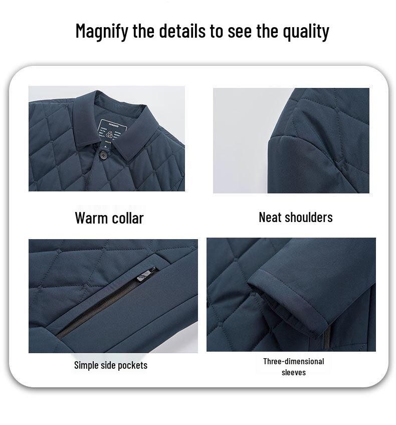 Men's Lightweight Cotton Jacket for Autumn/Winter - Mid-Aged Elderly Dad Lapel Style, Warm Business Casual Coat