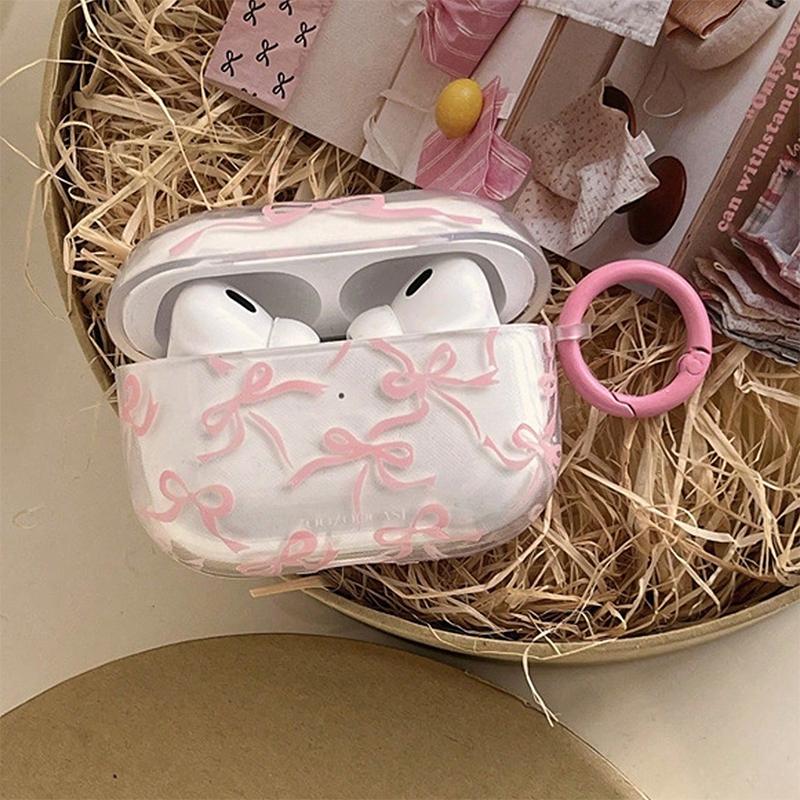 Pink Bow Case for Airpods Pro 2, Pro 3, Pro Soft Protective Case Bluetooth Wireless Earphone Cover for Airpods 1or2, 3, 4 Cover