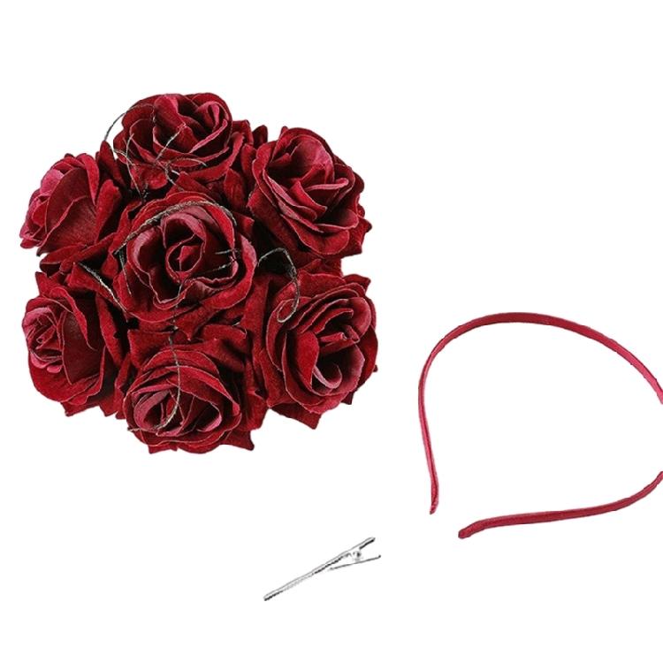 

Rose Flower Fascinator Hat Bridal Floral Crown Tea Party Mini Top Hat Headpiece бордовий