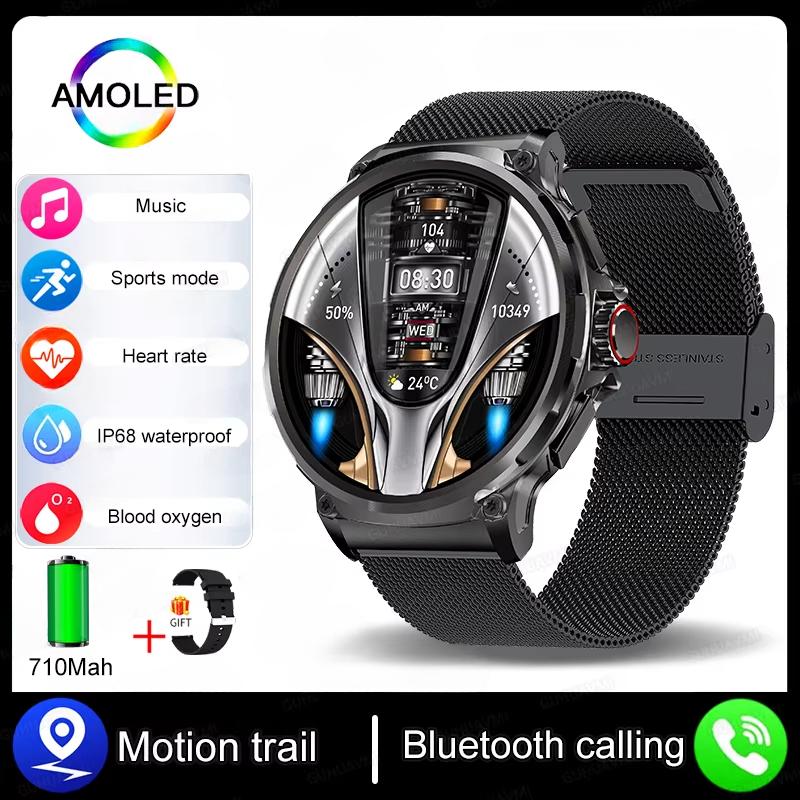 2025 New 1.85-inch Ultra HD AMOLED Smart Watch Men GPS Bluetooth Call 710 Mah Battery 400+Dial Fitness Sport Fitness Smartwatch
