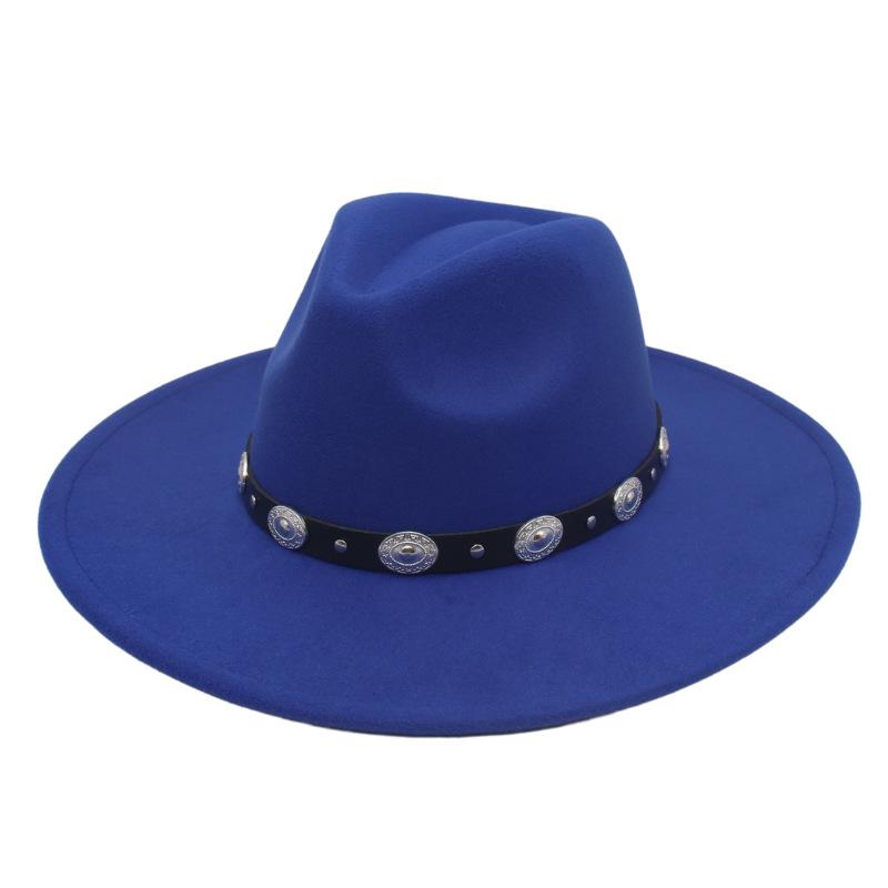 Plus Edge Felt Top Hat Jazz Hat Gentleman Ladies Wind Metal Sheet Hat