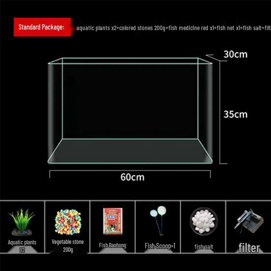Mini Eco Fish Tank: Hot-Bent Glass, Desktop Goldfish Betta Aquarium, Water-Free Design for Living Room