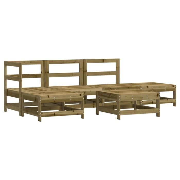 VidaXL Salon de jardin 6 pcs avec coussins bois de pin imprégné 3185905