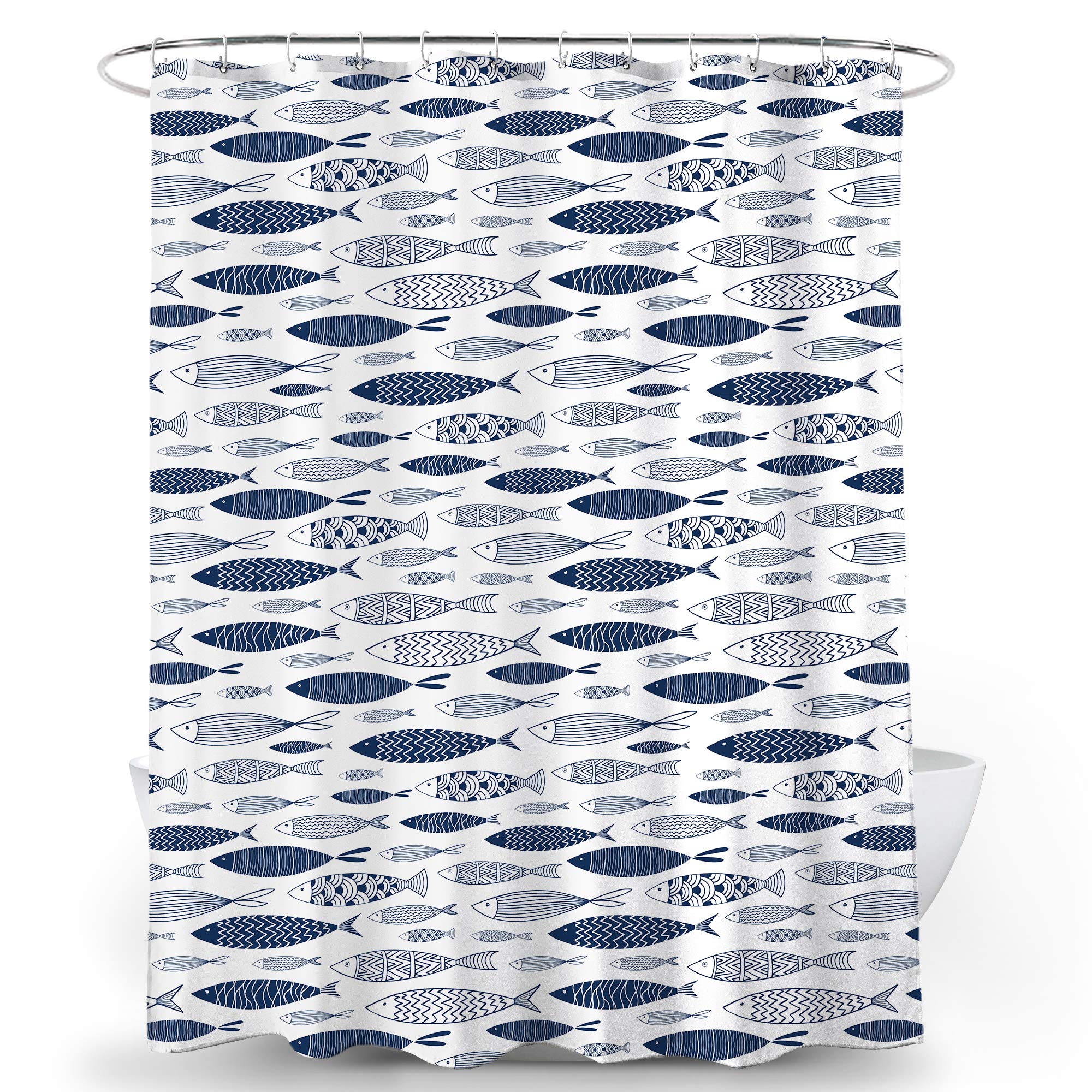 

Carp Cartoon Lake Fish Shower Curtain Blue Vintage Fishes Shower Curtains Bathroom Home Decor Sets Polyester Fabric With Hooks W60H190(CM)-1 Pcs