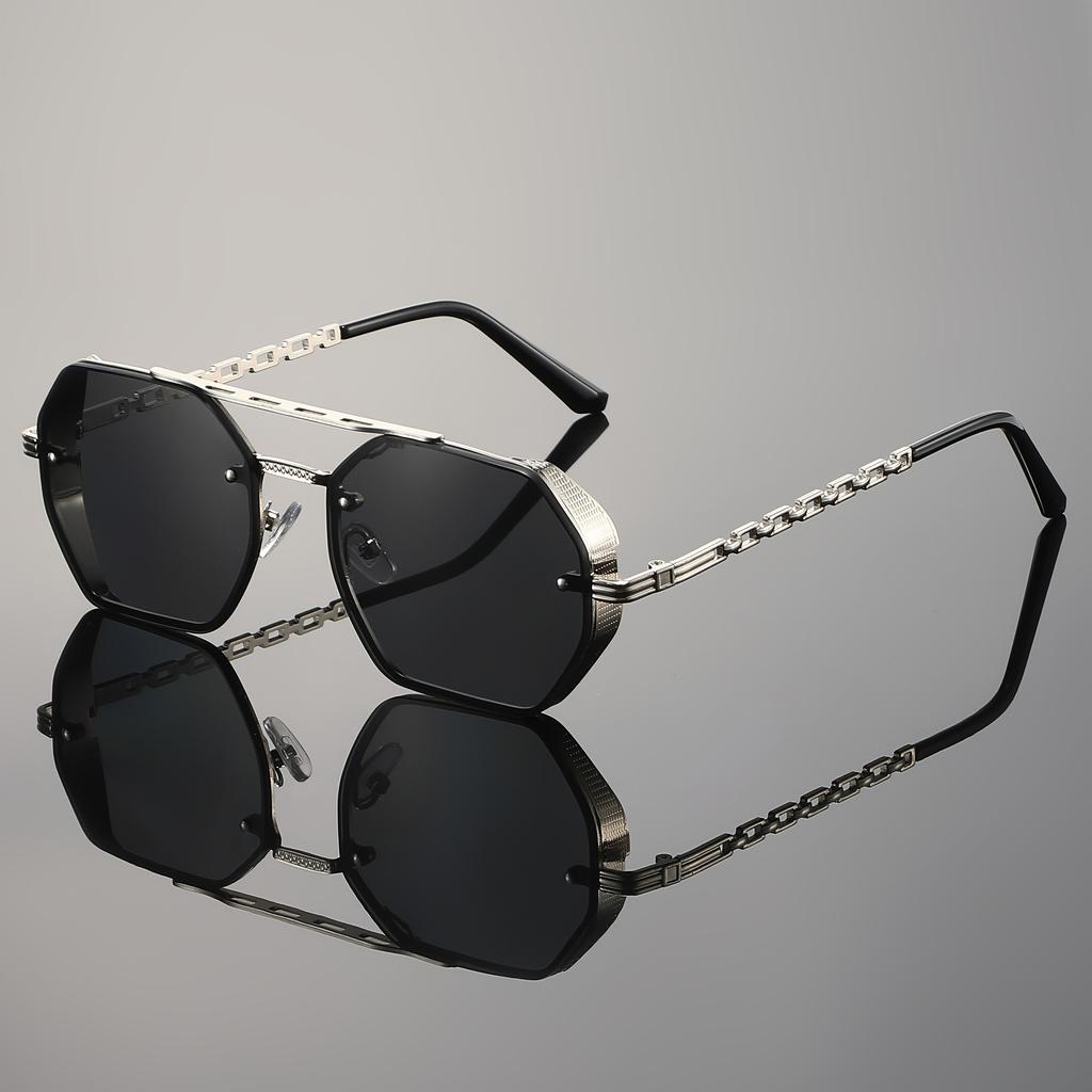 New High Quality Double Metal Chain Sunglasses Women Fashion Cool Design Brand Design Sun Glasses for Street Photography