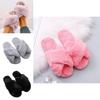 Stylish Ladies Fur Fluffy Slippers Cross Furry Summer Mules Shoes In Black