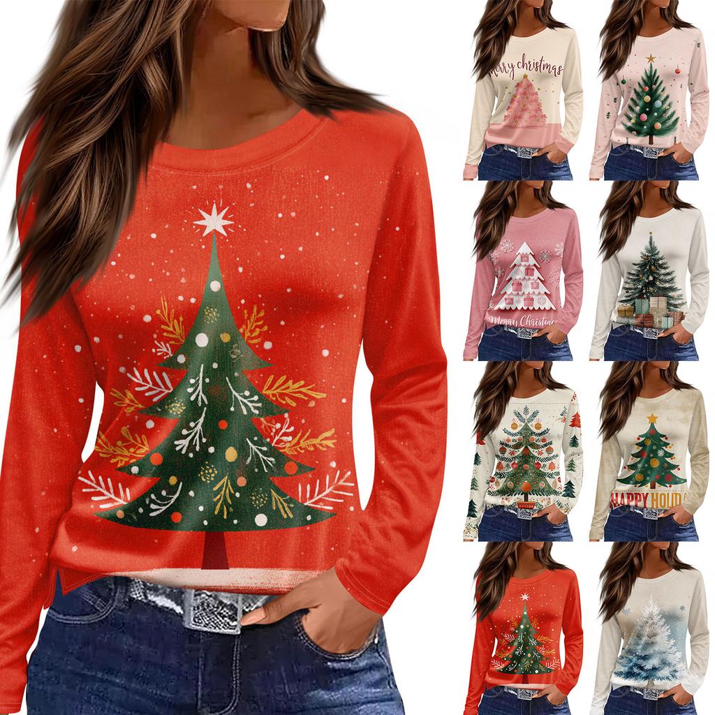 Women's Daily Casual Long-sleeved Printed O-neck Top
