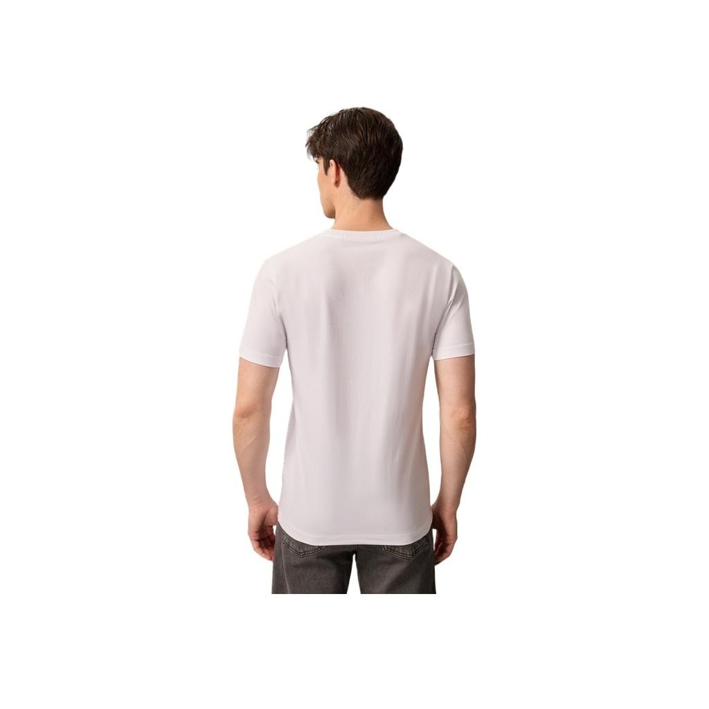 Calvin Klein Casual Commuting Letter Slim Fit Short Sleeve T-Shirt Men Tops Milk-White J322702
